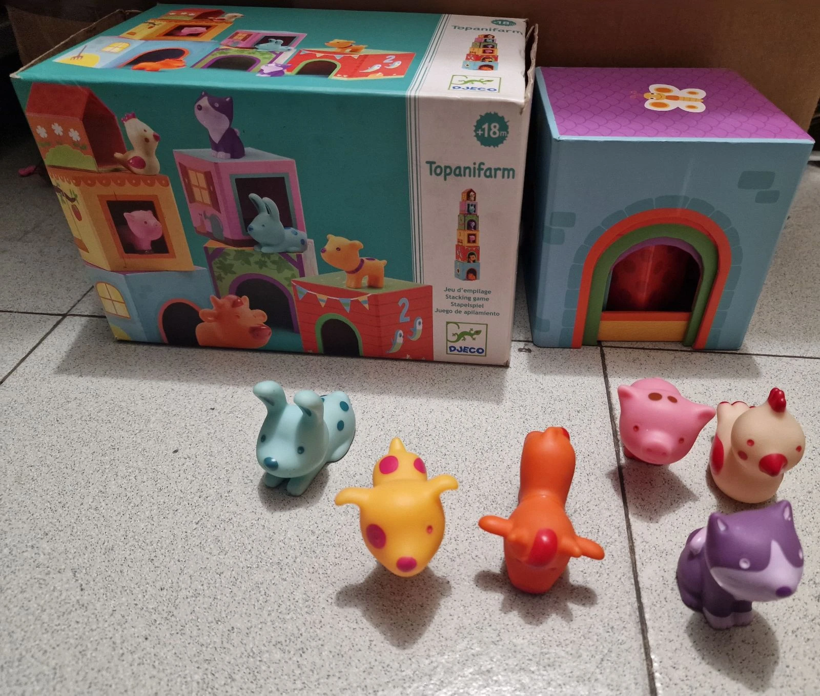 Jogo de blocos empilháveis Topanifarm Djeco com animais para bebê – photo 4